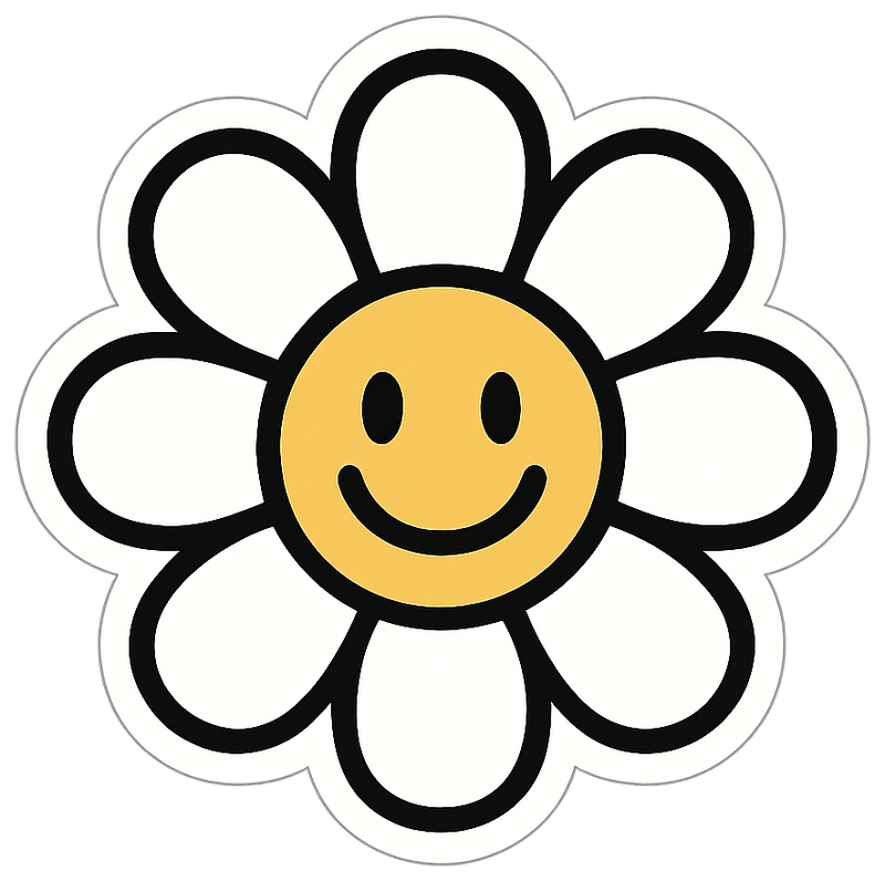 Smiling daisy kiss-cut sticker