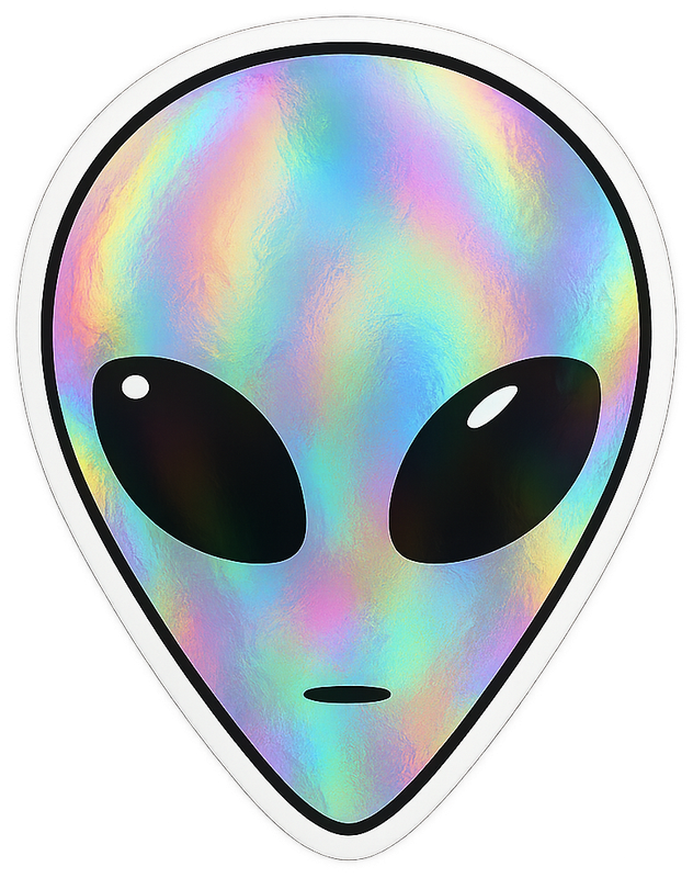 Holographic alien sticker