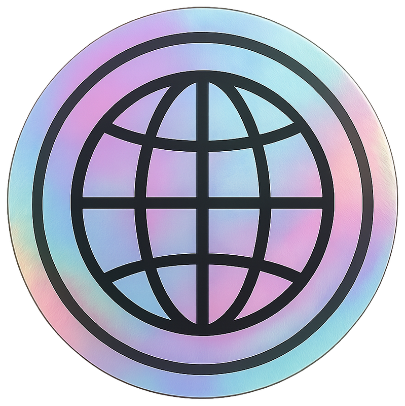 Holographic globe sticker